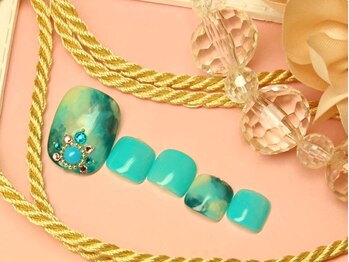 ネイルアンドアイラッシュ リラ 東三国店(Rela)/ターコイズ×リゾート風