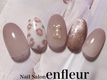 ネイルサロン アンフルール/ふんわりヒョウ柄☆ネイル