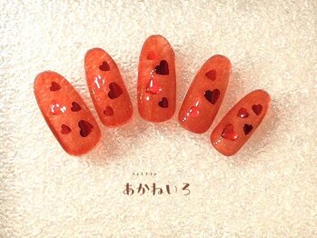 ネイルサロン あかねいろ/バレンタイン　ハートホロ　