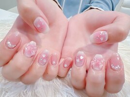 ＃チークネイル＃リボンパーツ