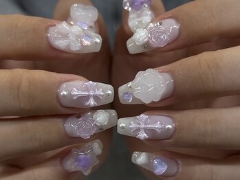 パープルホワイトネイル