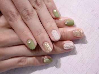ラルネイル 大宮(Lull. nail)/*ニット*カーキ*