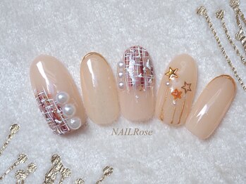 ネイルローズ(NAIL Rose)/ツイード　冬ネイル