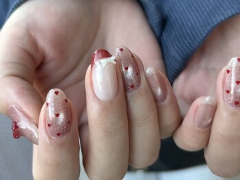 バレンタインネイル/リボン