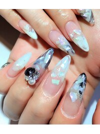 シェル埋め込みマーブルネイル！