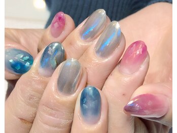 キャディーネイルズ(Caddy' Nails)/ハーフミラーニュアンスネイル　
