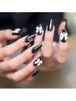 ブラックネイルとリボンパーツ♪