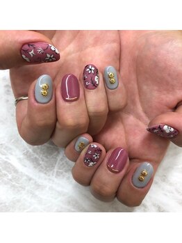 ラウンジ 町田店(RounGe)/【ジェルネイル】花柄ネイル