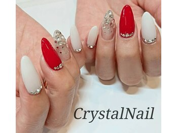 クリスタルネイル イオンモール広島府中店(CRYSTAL NAIL)/ストーンネイル×ホワイト