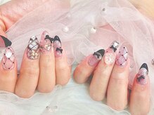 キレイエ ネイルズ(KIREIE NAILS)/ブラック ピンク キルティング