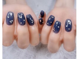 ネイビー＆ホログラムネイル