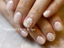プラウネイル(Plow Nail)/ホワイト×ミラー×３Dフラワー