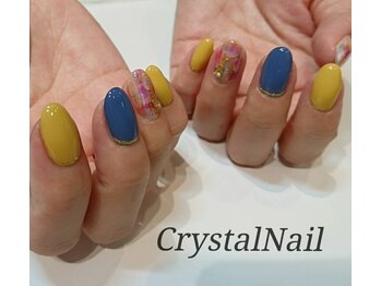 クリスタルネイル イオンモール広島府中店(CRYSTAL NAIL)/チェック×マスタード