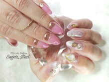 シュガーネイル(sugar nail)/ピンクのキラキラネイル