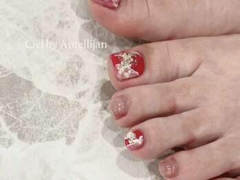 フットこっくり大理石風ネイル