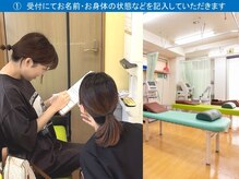 三和整骨院 国領院/受付にてお名前を伺います