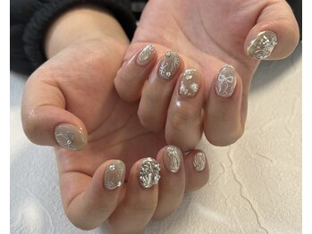 エラ(era)/シルバー　リボンネイル