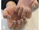シルバー　リボンネイル