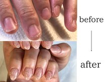 自爪と皮膚に優しいジェルで自然な長さだしネイル