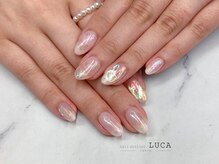 ネイルアトリエルカ(nail atelier LUCA)/W-879 大人可愛いピンク氷ネイル