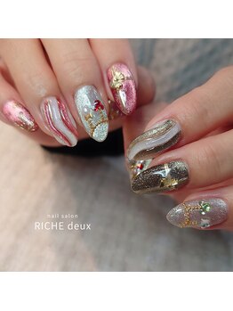 リッシュ ドゥ(RICHE deux)/キラキラ大人クリスマスネイル