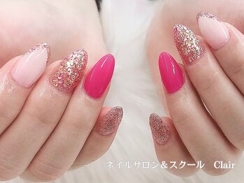 ワンカラーに細ラメフレンチ