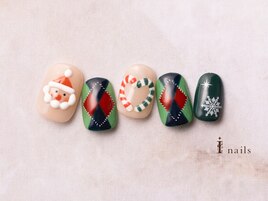 クリスマスチェックネイル