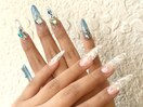 ロングスカルプ★ビジューネイル