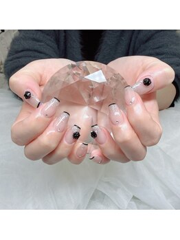 ラメグラ×黒スキニー×黒バラ