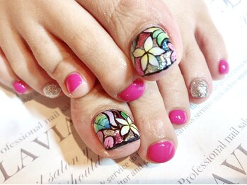 プロフェッショナル ネイルサロン ラヴィアス(LAVIAS)/【フット】ワンカラ＋アート２本