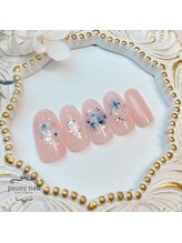 ピオニーネイル(peony nail)/ドライフラワー　ネモフィラ