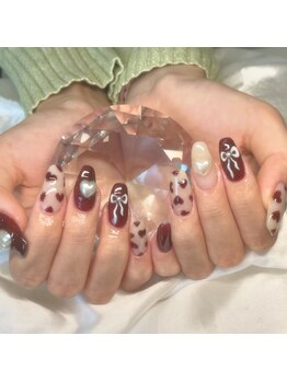 ボルドー×ハート×リボン