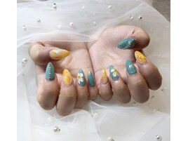 チップ長さだし×夏ネイル