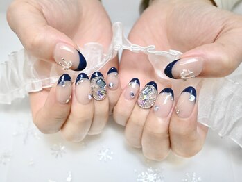 navy french nail
