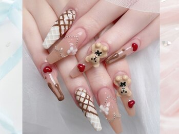 ピオミエルネイル 新宿(pio miel nail)/くまちゃんチョコネイル