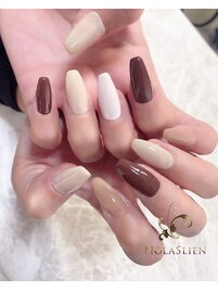 バレンタイン 茶色ネイル
