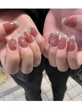 Mネイルアンドカフェ シェレステ/ラメフレンチ