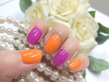ネイルサロンミキ 横浜(MIKI)/オレンジ・紫ジェルネイル