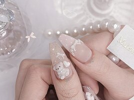 ピンクフレンチ×白ドット