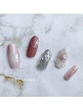 フィールネイル 天神橋店(feel nail)/くすみカラー/パウダー/フラワー