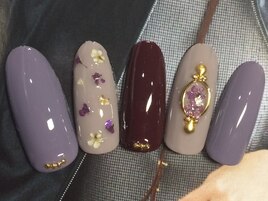 パープル小花ネイル