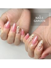 ネイルズガーデン(NAILS GARDEN)/春ピンクビジューネイル