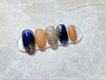 アンジュール(andulte)/秋夜のネイビーフラワー