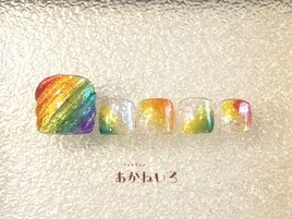 虹色　梅雨フットアート