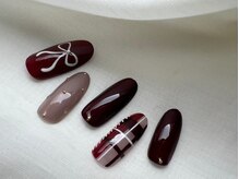 スピードネイル アンド アイ 宮交シティ店/#128 【リボン×チェック柄】