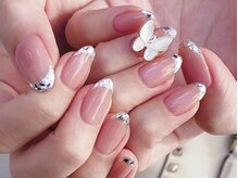ネイルマジック 仙台一番町店(NAIL MAJIC)/ガラスフレンチ×バタフライ