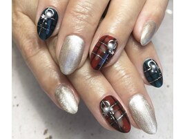 クリスマス風チェック柄ネイル！