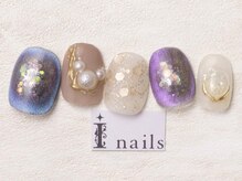 アイネイルズ 池袋店(I-nails)/寒色マグネットニュアンス