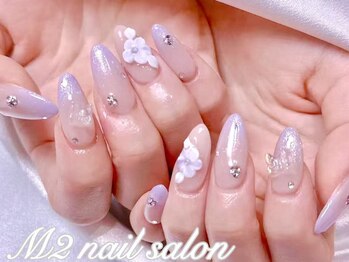 エムズ ネイルサロン(M2)/フラワーパープルグラデーション