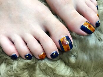 ネイルサロン ジュネイル(NAIL SALON JUNAIL)/FOOTべっ甲×ネイビー